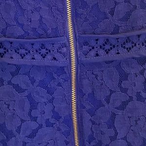 Pretty blue lace dress with gold zipper.